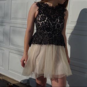 Black and pale tan lace dress
